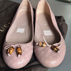 Gucci Blush Leather flats with Bamboo Accents